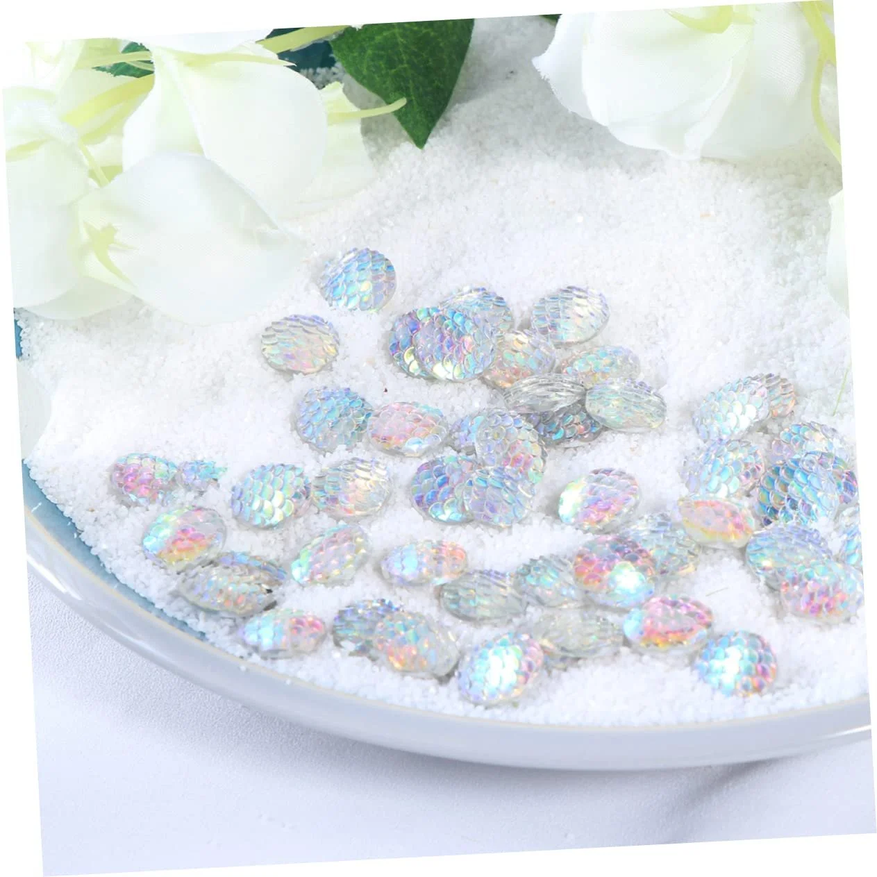 Стрази з смоли COHEALI круглі райдужні, багатогранні, глянцеві, з плоскою задньою частиною для DIY прикрас, одягу, сумок, 50 шт., фото №8