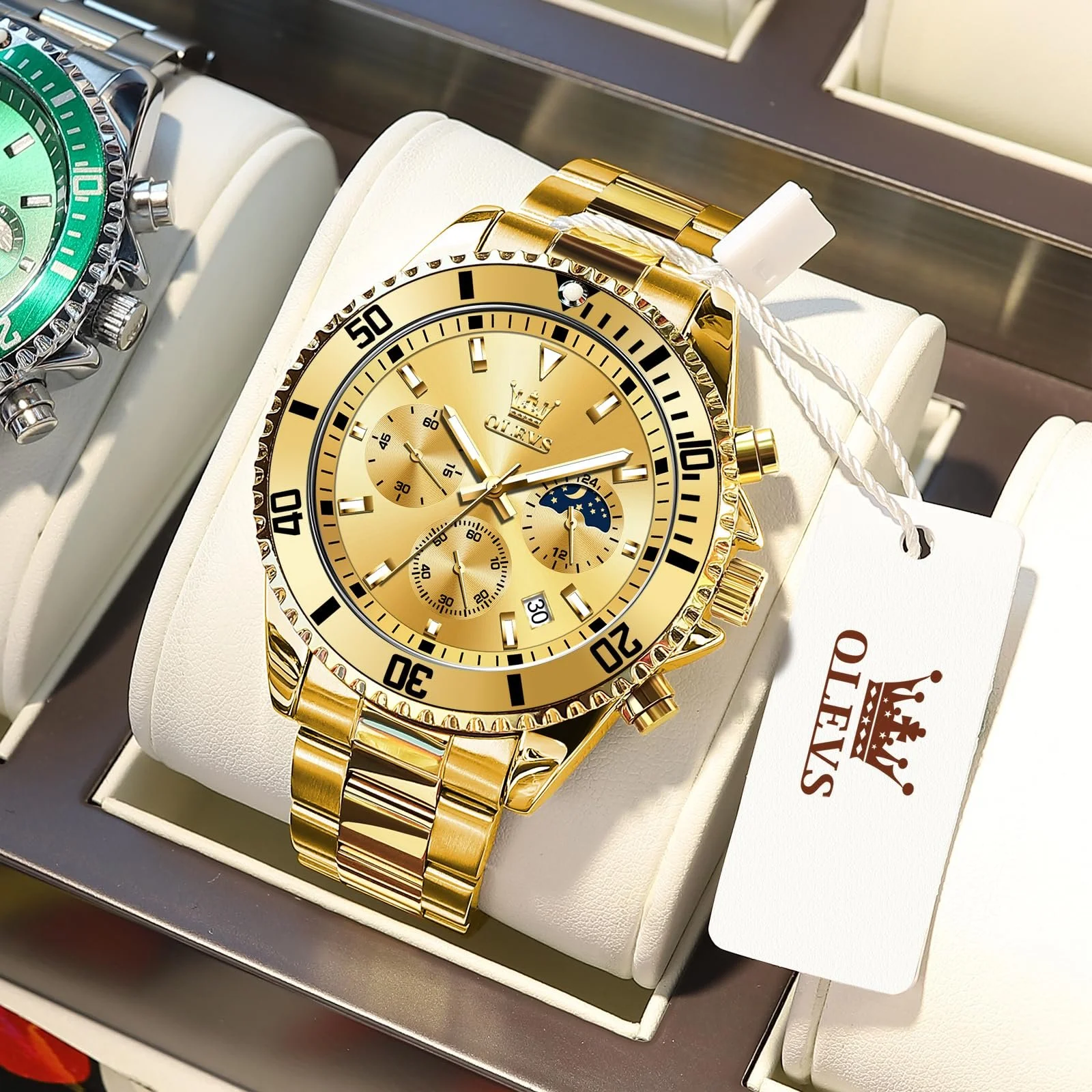 Годинник OLEVS Чоловічий Сучасний Великий Аналоговий Металевий Ремінець з Нержавіючої Сталі, фото №8