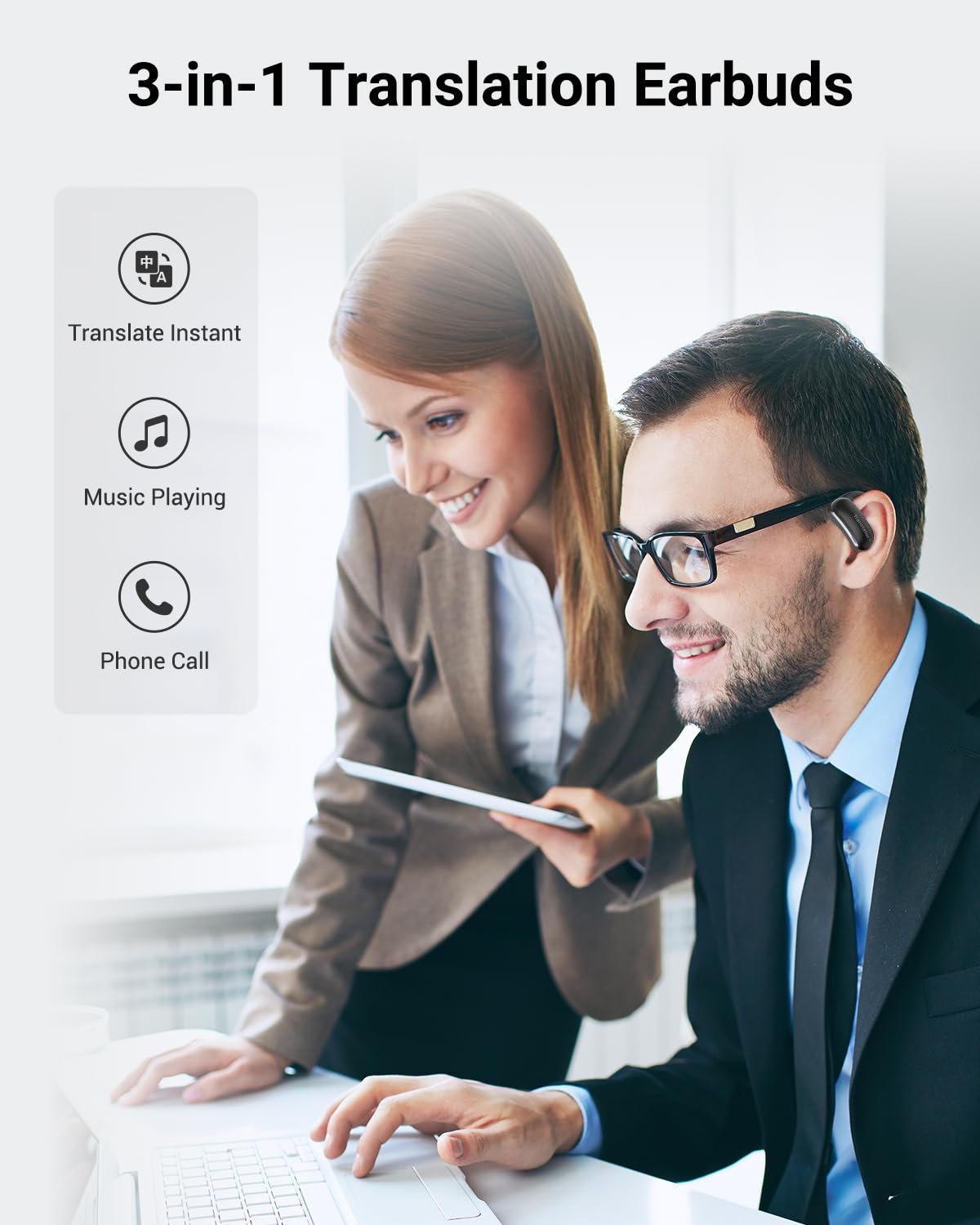 Наушники-переводчики Ai 3-в-1 со 144 языками. реального времени с приложением для iOS и Android. Удобные OWS для путешествий, фото №5