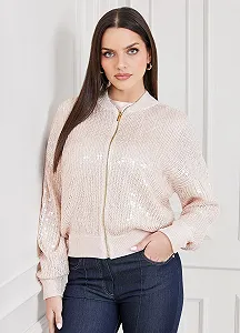 Жіноча куртка-бомбер Guess by Marciano Claudia Бежевий - M synthetic.ua - Фото 1