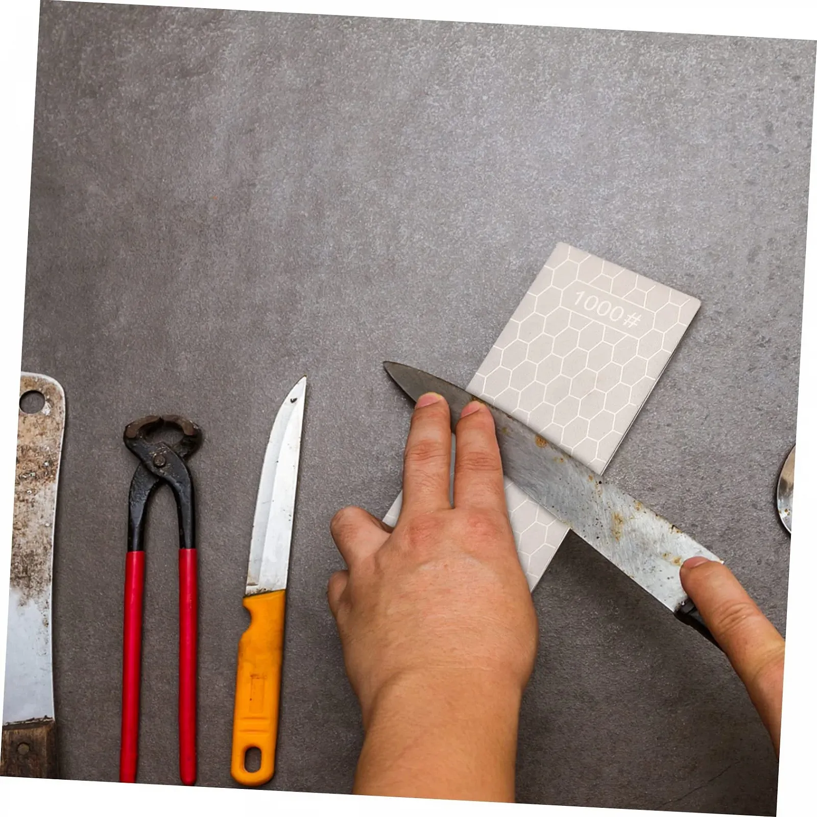 Точило для ножів портативна з нержавіючої сталі з стільниковою текстурою 1 шт., фото №3