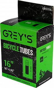 Велокамера R-16 Greys 16х1,95, AV вентиль 35мм GR51116 - Фото 1