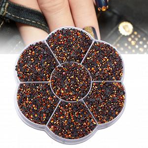 Стразы для ногтей Emoshayoga 14400 шт., плоские, радужные, круглые бусины, прочные, для маникюра и макияжа, семь цветов Kumquat AB synthetic.ua - Фото 1