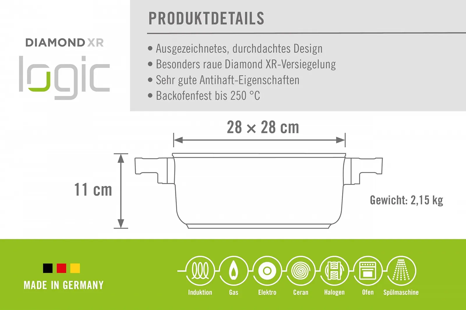 Каструля Woll Diamond Logic XR Pro квадратна індукційна, фото №2