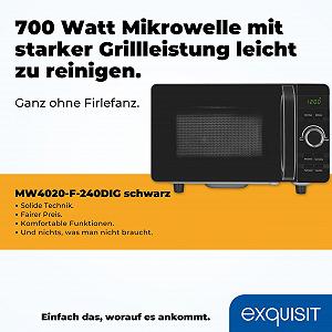Мікрохвильова піч Exquisit MW4020-F-240DIG 20 L 700 W гриль 800 W без поворотного столу Black synthetic.ua - Фото 1