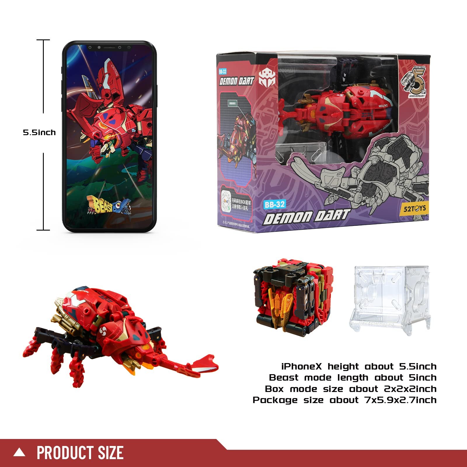 Іграшка-трансформер 52TOYS Beastbox Series Demon Dart Жук Кольоровий, фото №5