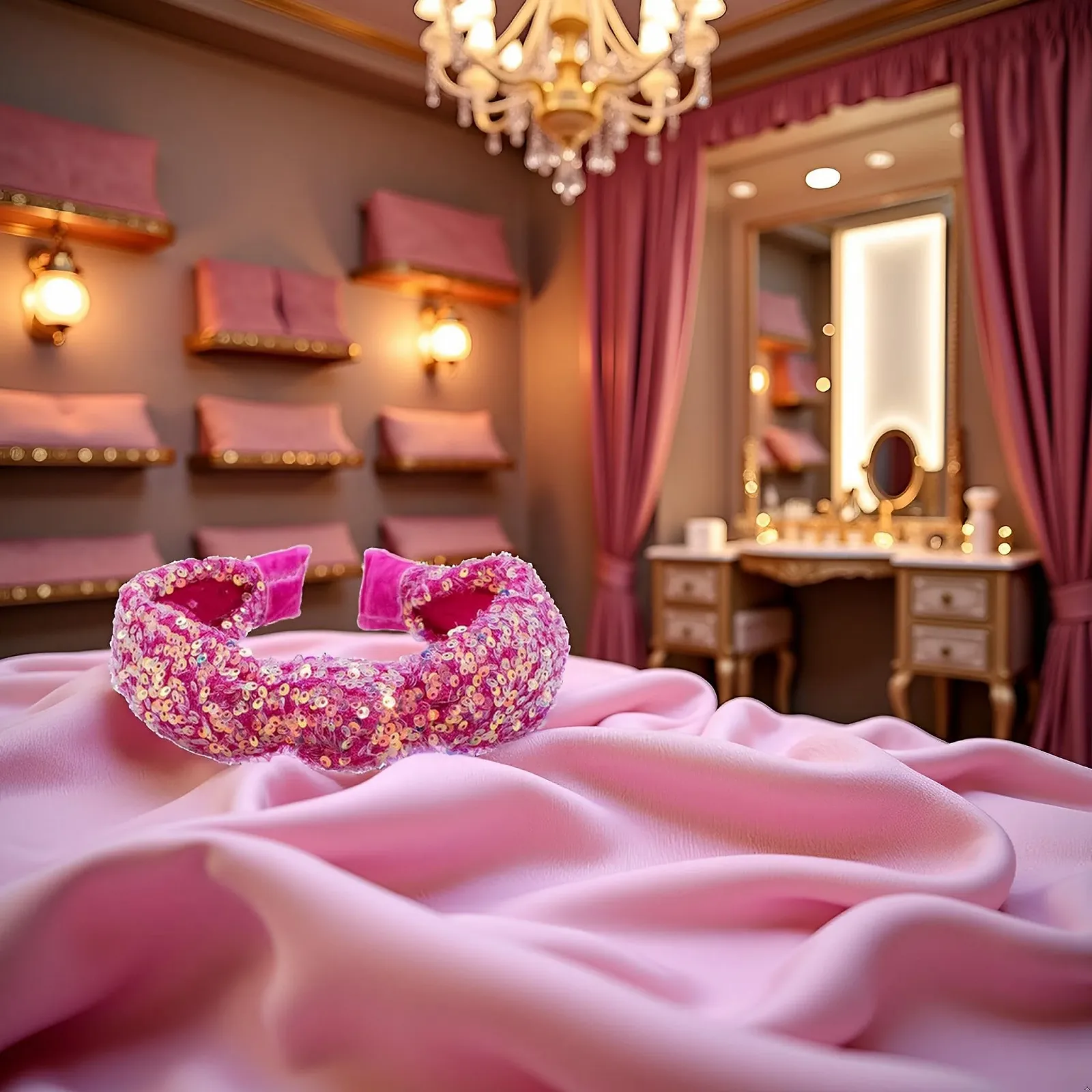 Обруч Рожевий Блискучий для Дівчат та Жінок, фото №5