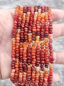 Натуральный Огненный Опал Круглые Гладкие Бусины 4-5 мм, нить длиной 40.5 см, Бусины из драгоценных камней для ожерелья и браслетов - Фото 1