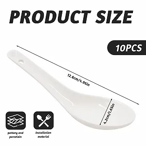 Набор из 10 Белых Фарфоровых Суповых Ложек. synthetic.ua - Фото 1