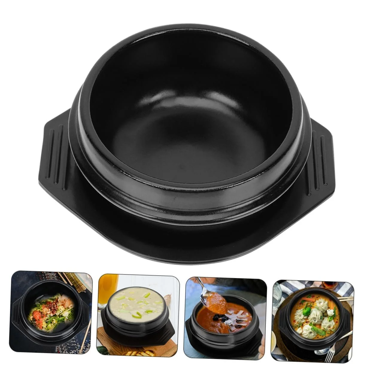 Кастрюля для бибимбап керамическая с подставкой термостойкая с двойной ручкой, фото №8 Кастрюля для бибимбап керамическая с подставкой термостойкая с двойной ручкой, фото №8