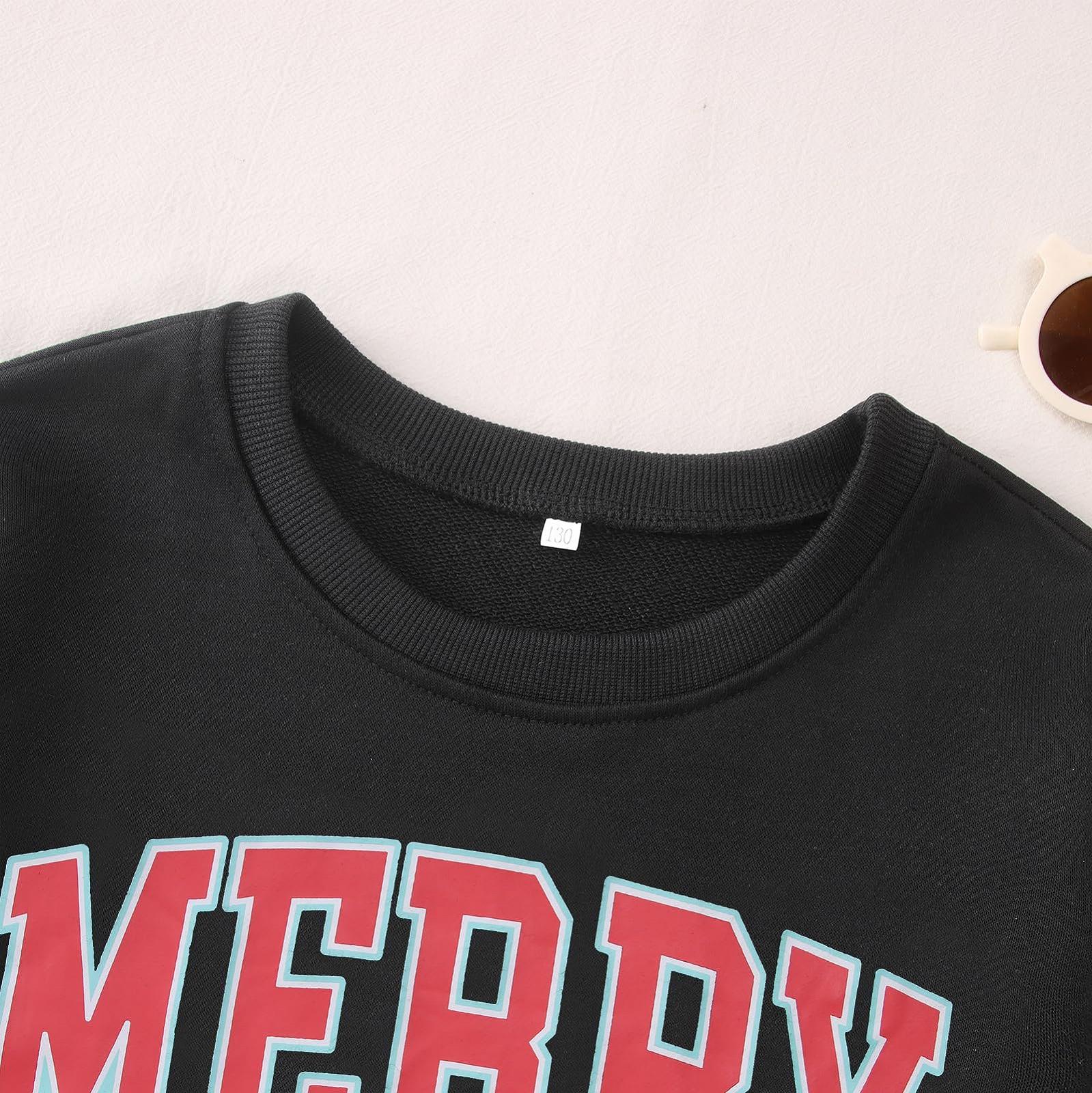 Детский свитшот C&M WODRO Christmas Детский свитер Merry Printer Рождественский джемпер Унисекс для мальчиков и девочек Одежда Хлопковый джемпер с круглым вырезом и длинными рукавами Рождественский праздничный джемпер для братьев и сестер Зимний джемпер, фото №6