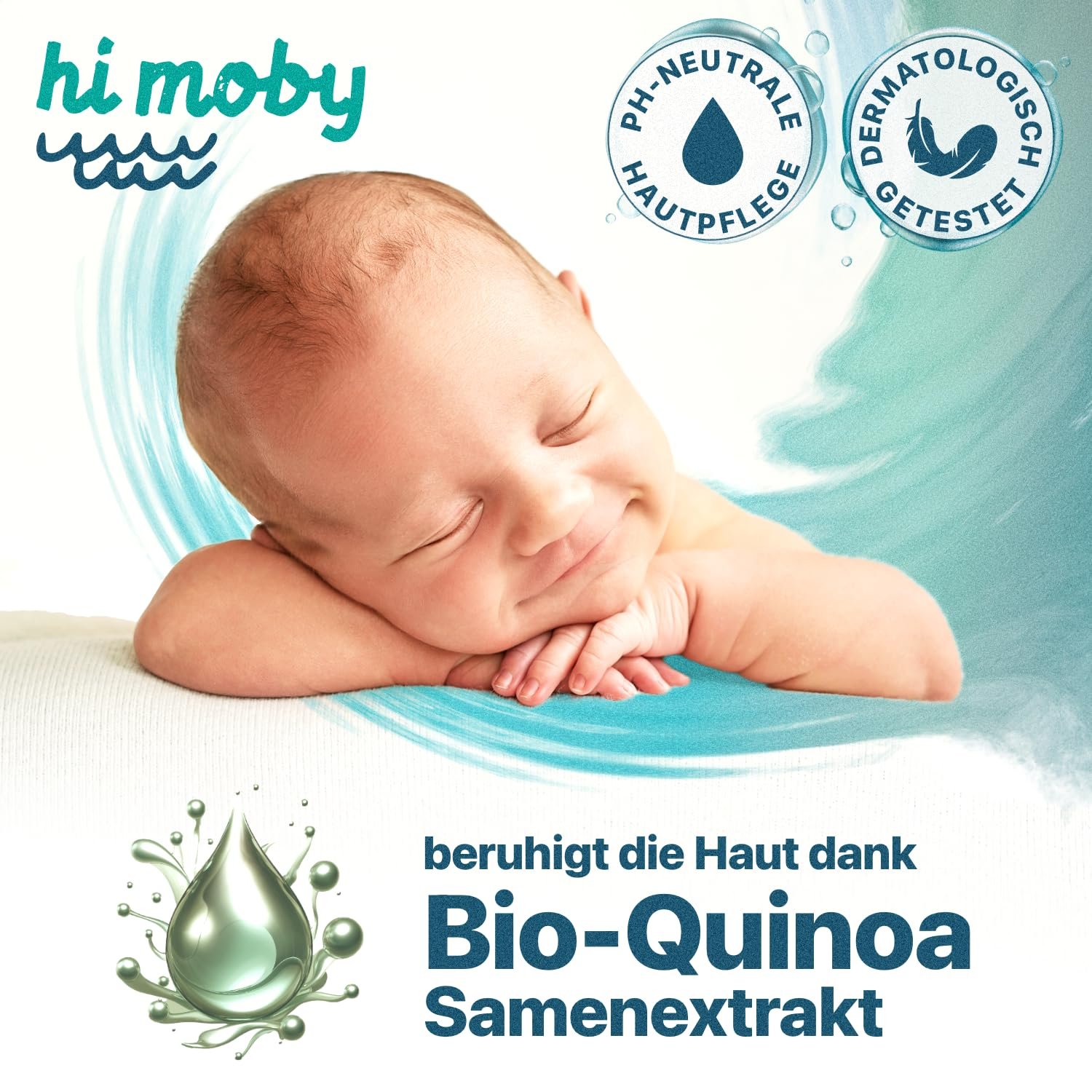 Детские салфетки hi moby из хлопка и льна с органической киноа, без отдушек и пластика, для чувствительной детской кожи, биоразлагаемые, 12 упаковок по 50 штук в каждой, фото №5