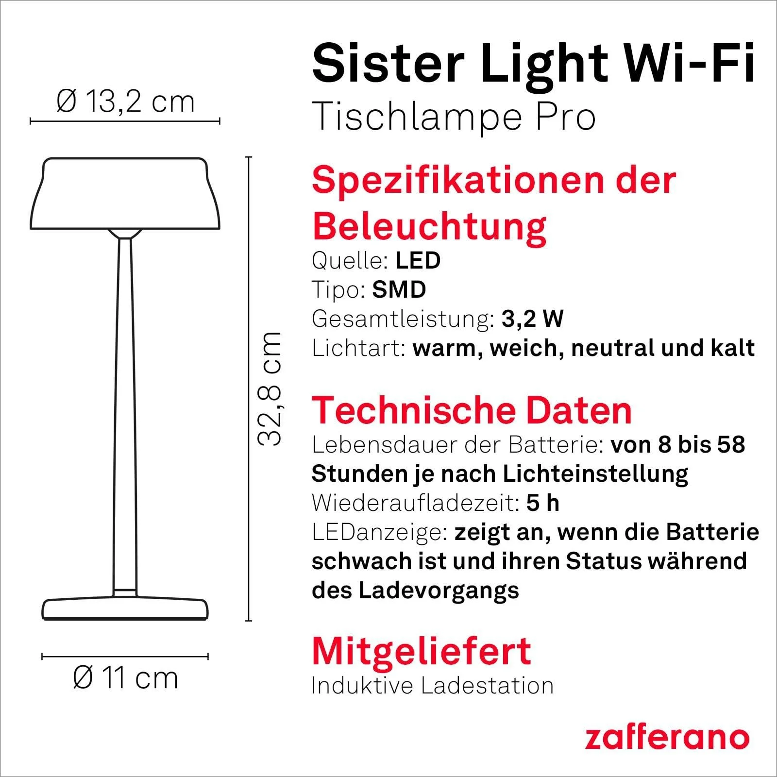 Настільна лампа Zafferano Sister Light Wi-Fi акумуляторна бездротова з дистанційним керуванням ступінчастий димер 2200-4000K висота 32.8 см колір мідь, фото №4
