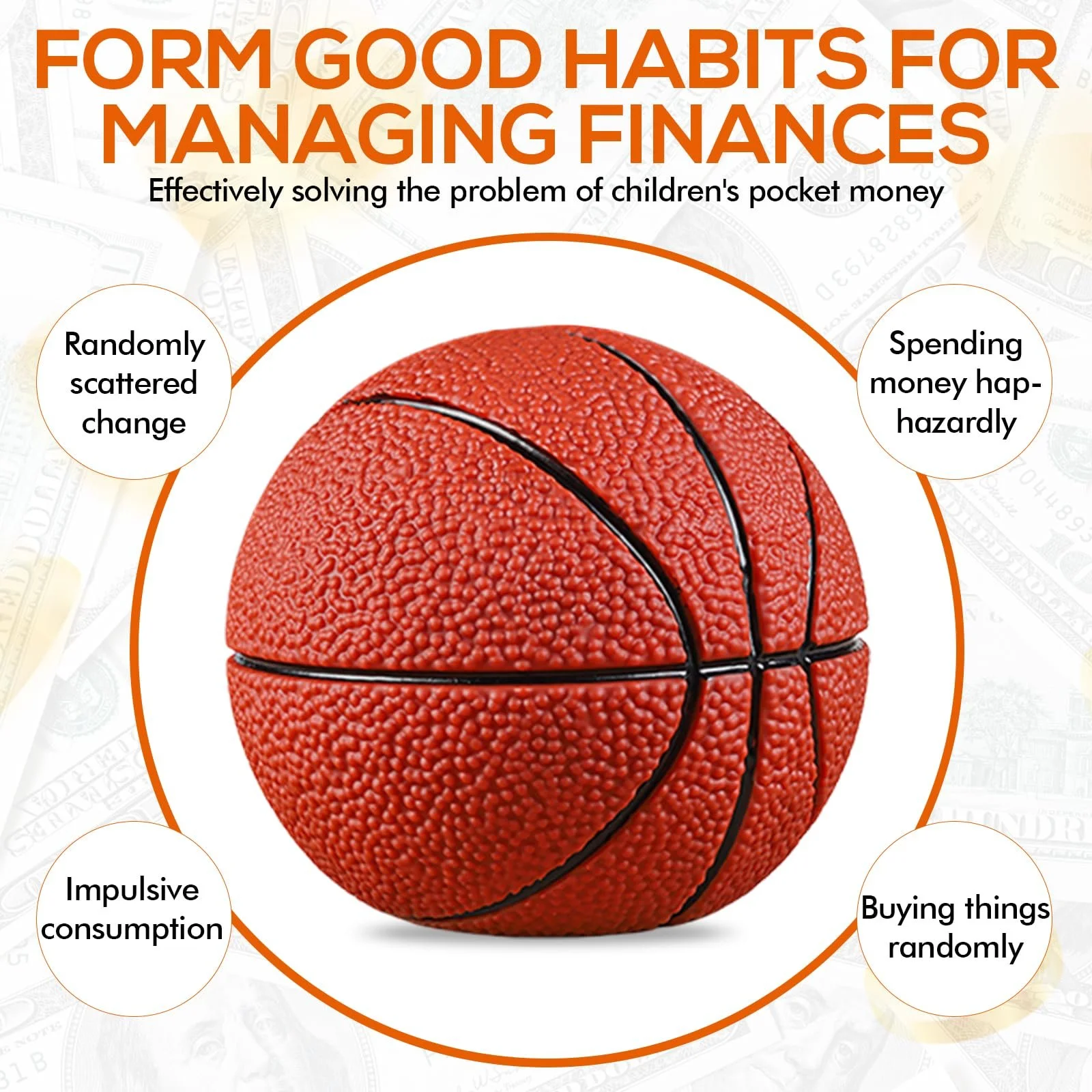 Скарбничка Basketball 19 см баскетбольний м'яч Creative Piggy Bank, фото №5