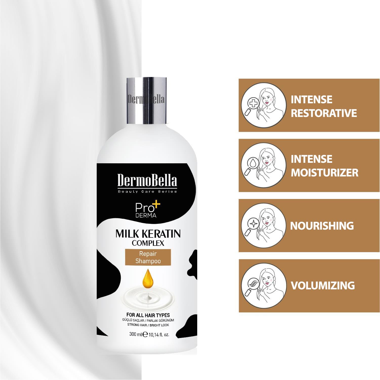 Шампунь Dermobella Milk Keratin Complex 300 мл, фото №3 Шампунь Dermobella Milk Keratin Complex 300 мл, фото №3