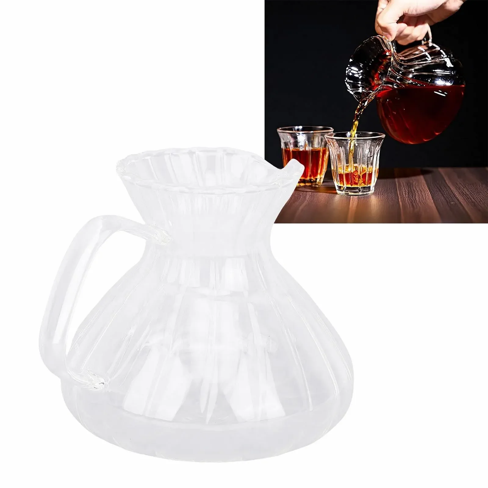 Сервер для кофе стеклянный Haofy 500 мл, прозрачный, фото №2