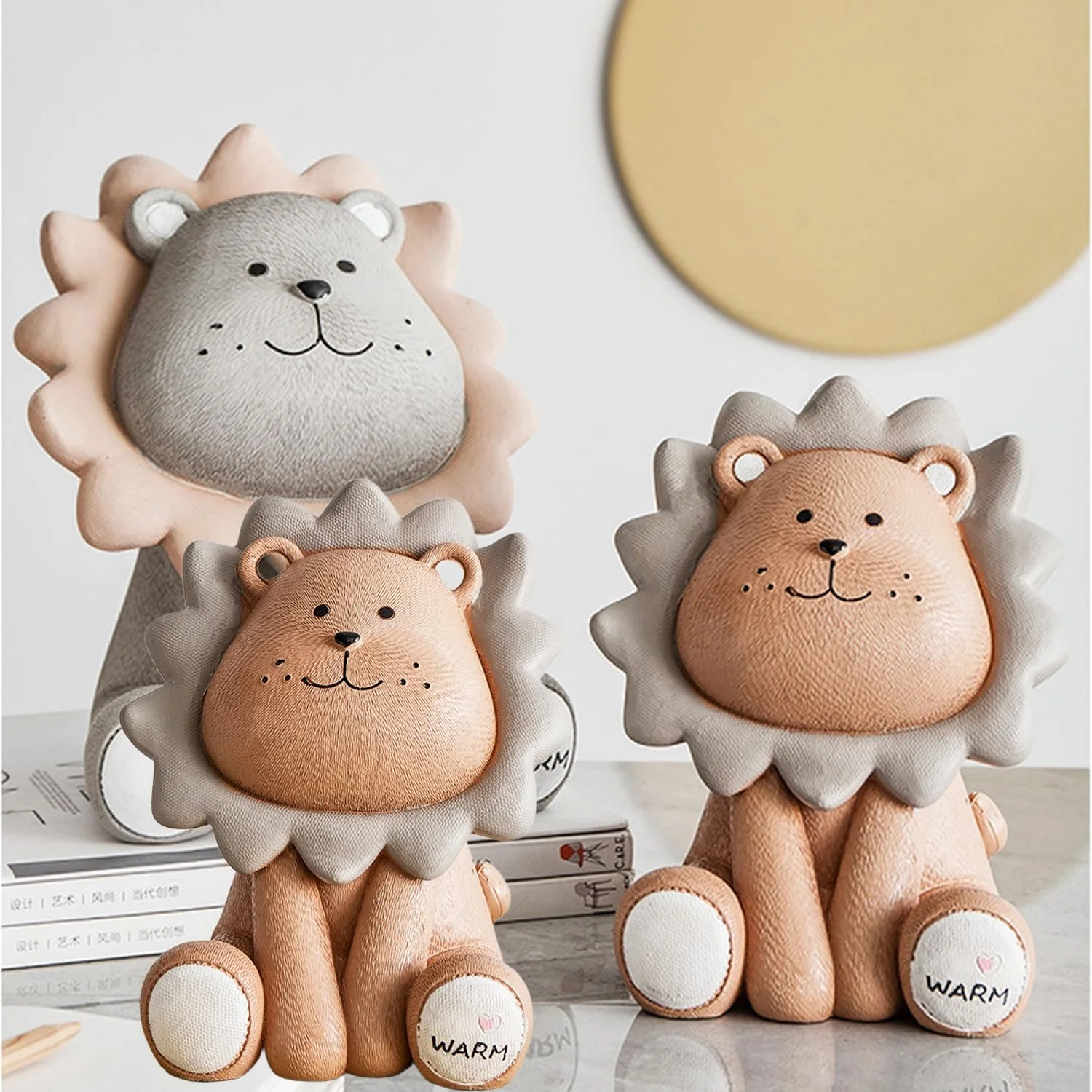 Скарбничка дитяча у формі лева полімерна 13 x 12 x 17 см Сіра, фото №8