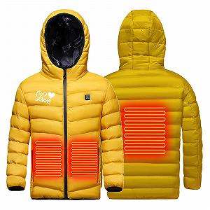 Куртка с электроподогревом для детей с капюшоном и принтом Creative Love, стеганая, 3 уровня температуры, USB, легкая с подогревом - Фото 1