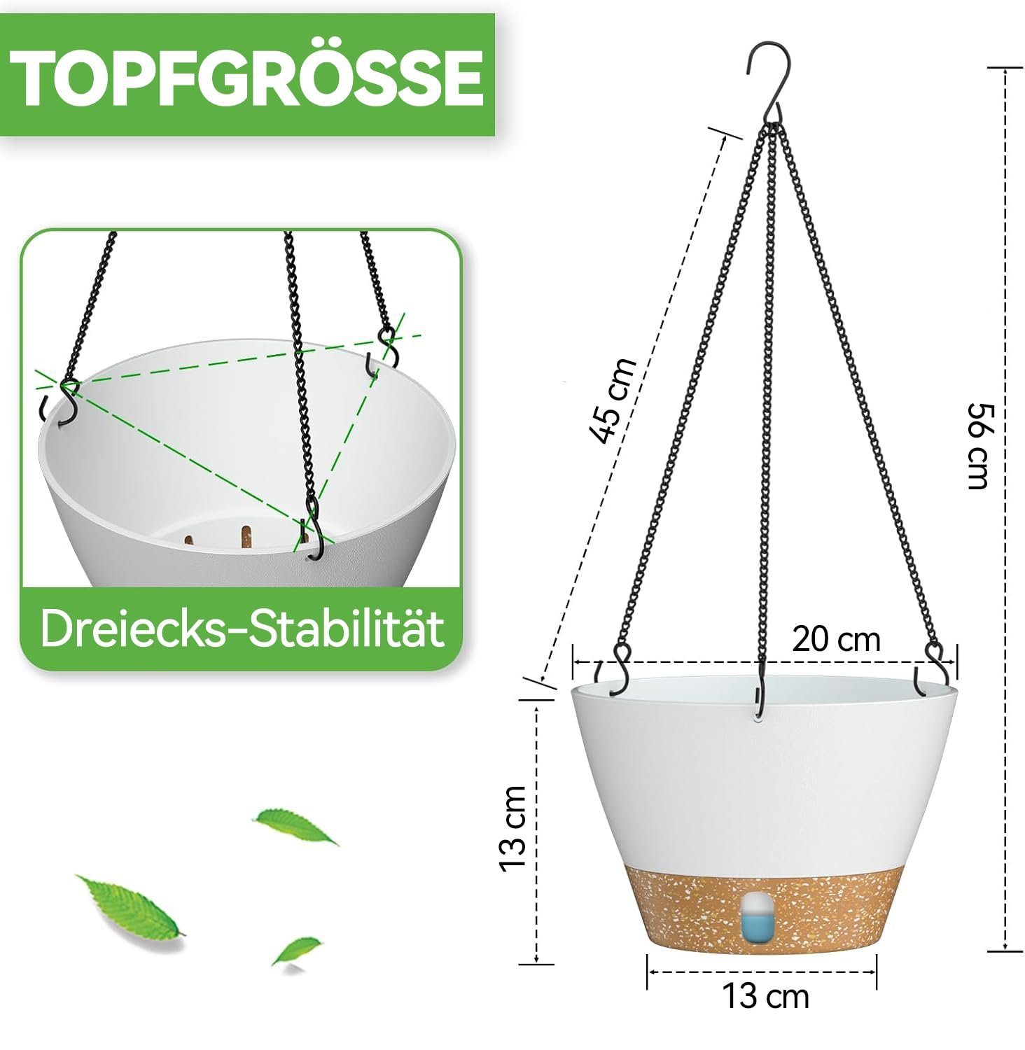 Підвісний кошик ZMTECH 20 см пластиковий з піддоном Білий, фото №2 Підвісний кошик ZMTECH 20 см пластиковий з піддоном Білий, фото №2
