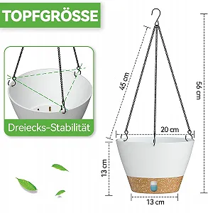 Подвесная корзина ZMTECH 20 см пластиковая с поддоном Белый synthetic.ua - Фото 1