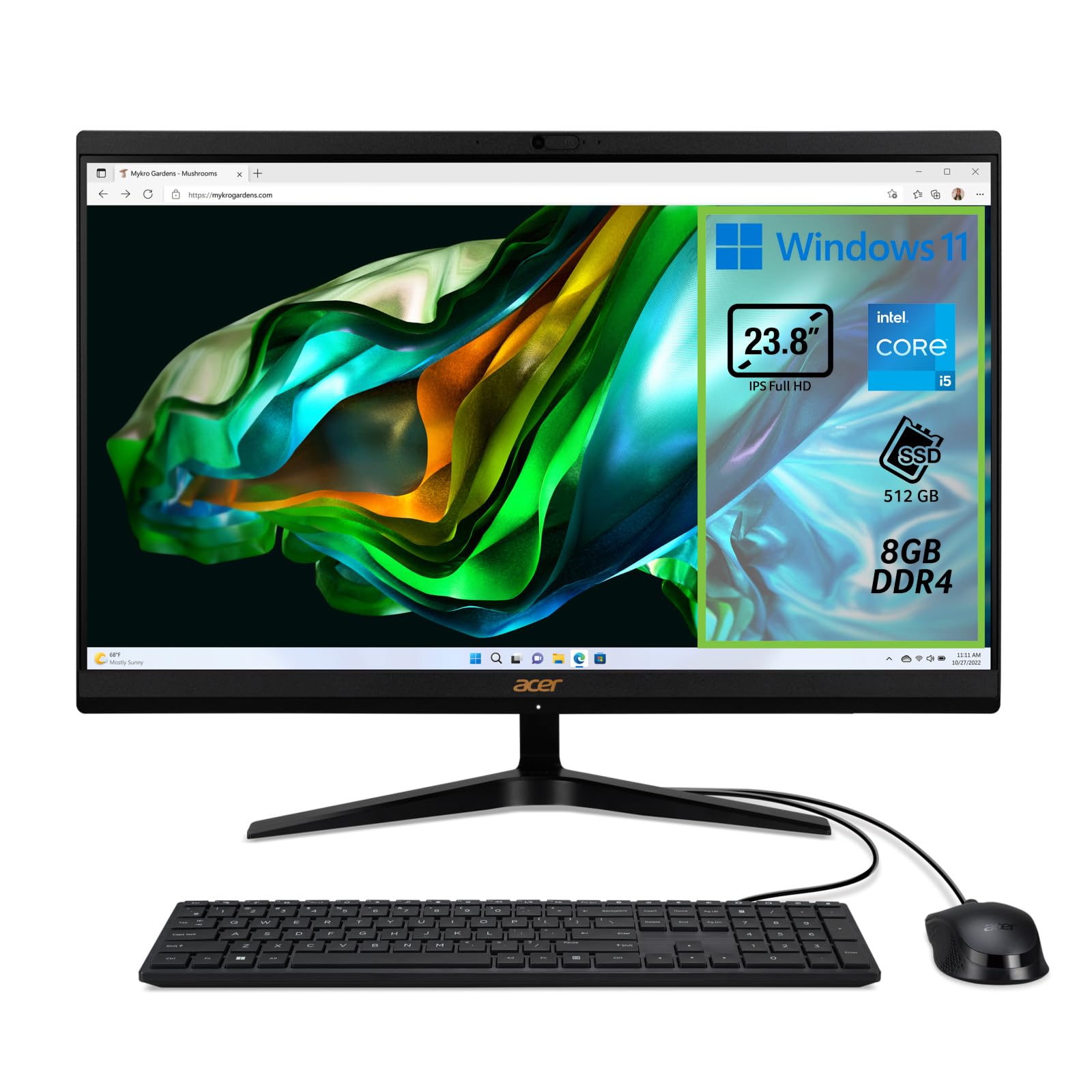 ПК моноблок Acer Aspire C24 - 1800, Intel Core i5-12450H, 8 ГБ DDR4, 512 ГБ SSD, дисплей 23,8" IPS FHD LED LCD, Intel UHD, WiFi, веб-камера, Windows 11 Home, фото №1 ПК моноблок Acer Aspire C24 - 1800, Intel Core i5-12450H, 8 ГБ DDR4, 512 ГБ SSD, дисплей 23,8" IPS FHD LED LCD, Intel UHD, WiFi, веб-камера, Windows 11 Home, фото №1