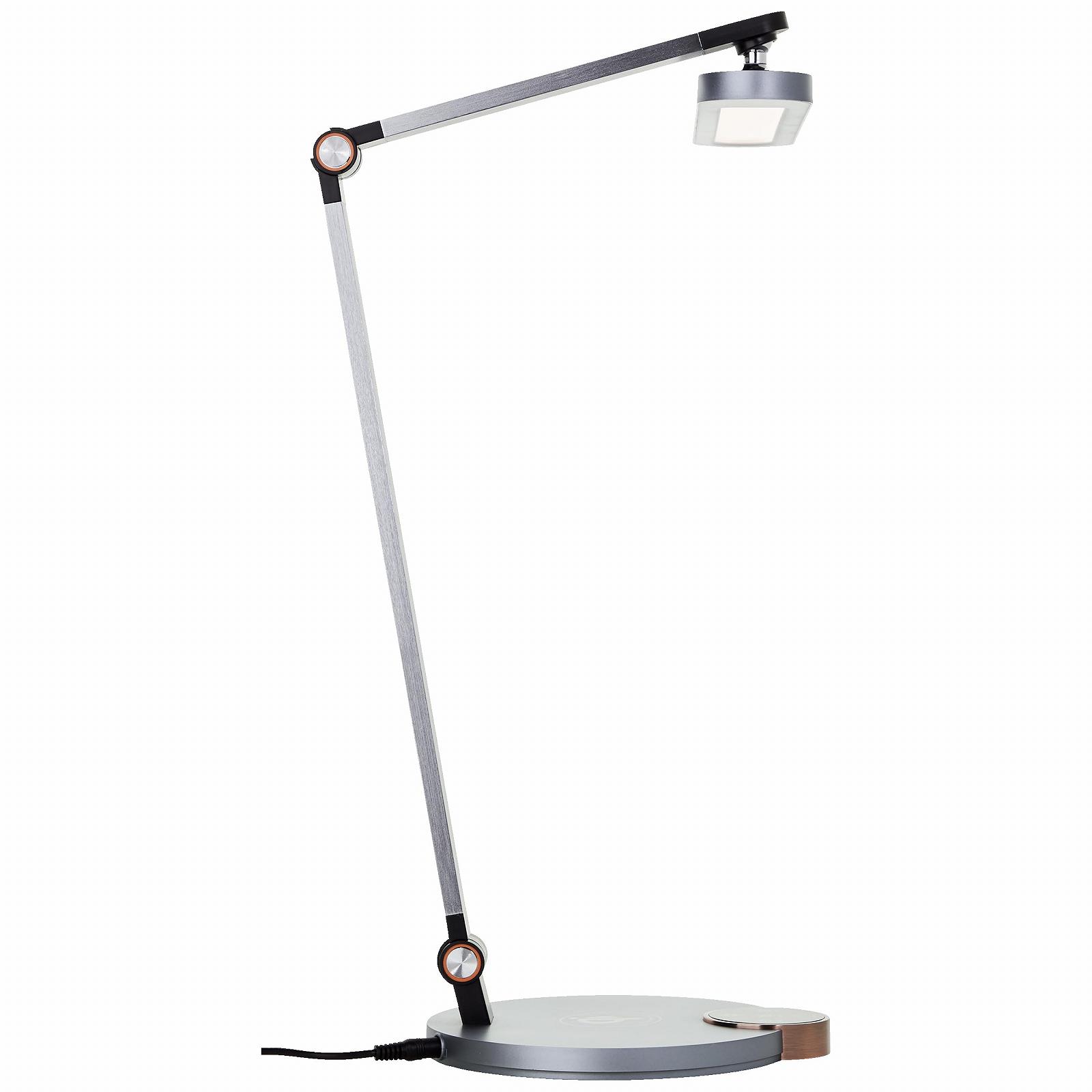 Светодиодная настольная лампа Lightbox CCT с беспроводной зарядкой и сенсорным диммером 40 x 52 x 19 см 10 Вт 1000 лм 3000-6500 K серая алюминий/пластик, фото №2