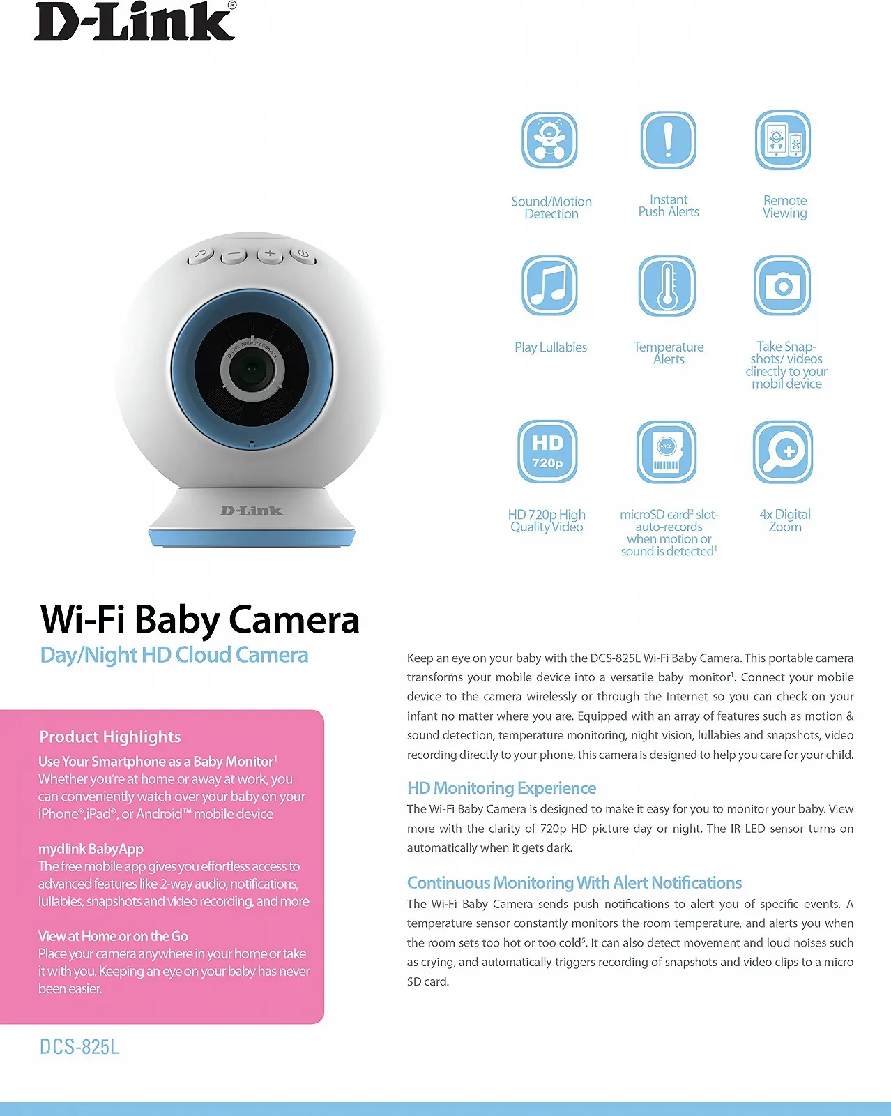 Відеоняня D-Link DCS-825L Wi-Fi HD Baby Monitor, фото №10