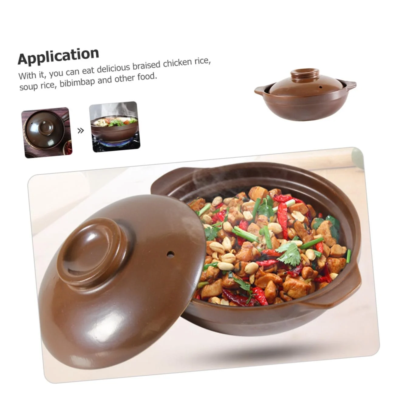 Гусятниця для запікання Zerodeko керамічна з кришкою термостійка з подвійними ручками для газової плити, фото №2