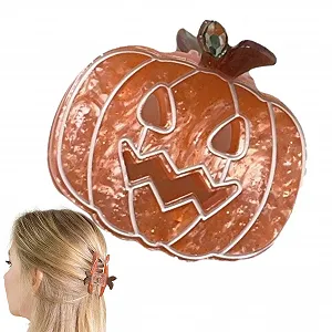 Заколка для волос Halloween, нескользящие пружинные зажимы, забавные заколки для волос с привидениями для кошек с тыквой-привидением, уникальные заколки для волос для девочек с R - Фото 1