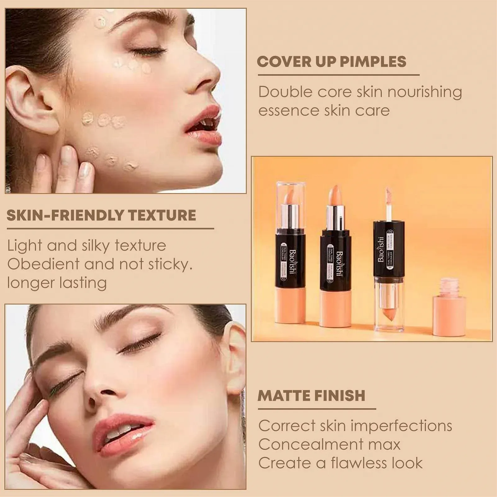 Стик для контуринга Tumotsit 2-в-1 для консилера и контуринга, корректор цвета, основа под консилер, кремовый карандаш-консилер, фото №7