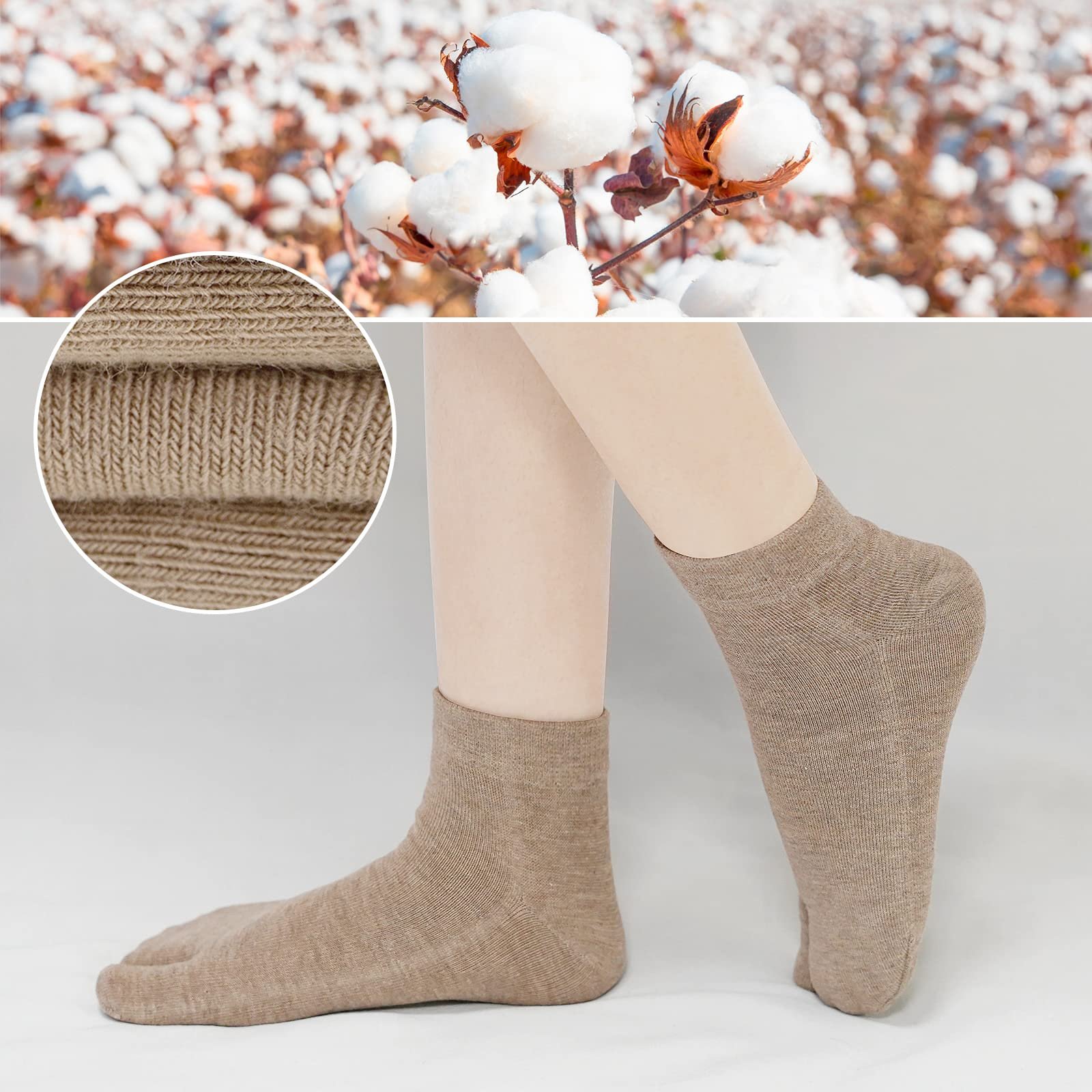 Носки Tabi ZAKASA женские: носки для щиколоток, носки для кроссовок, носки для вьетнамок, носки из хлопка Geta японские носки с двумя пальцами Размер 35-41 4/5 пары, фото №3