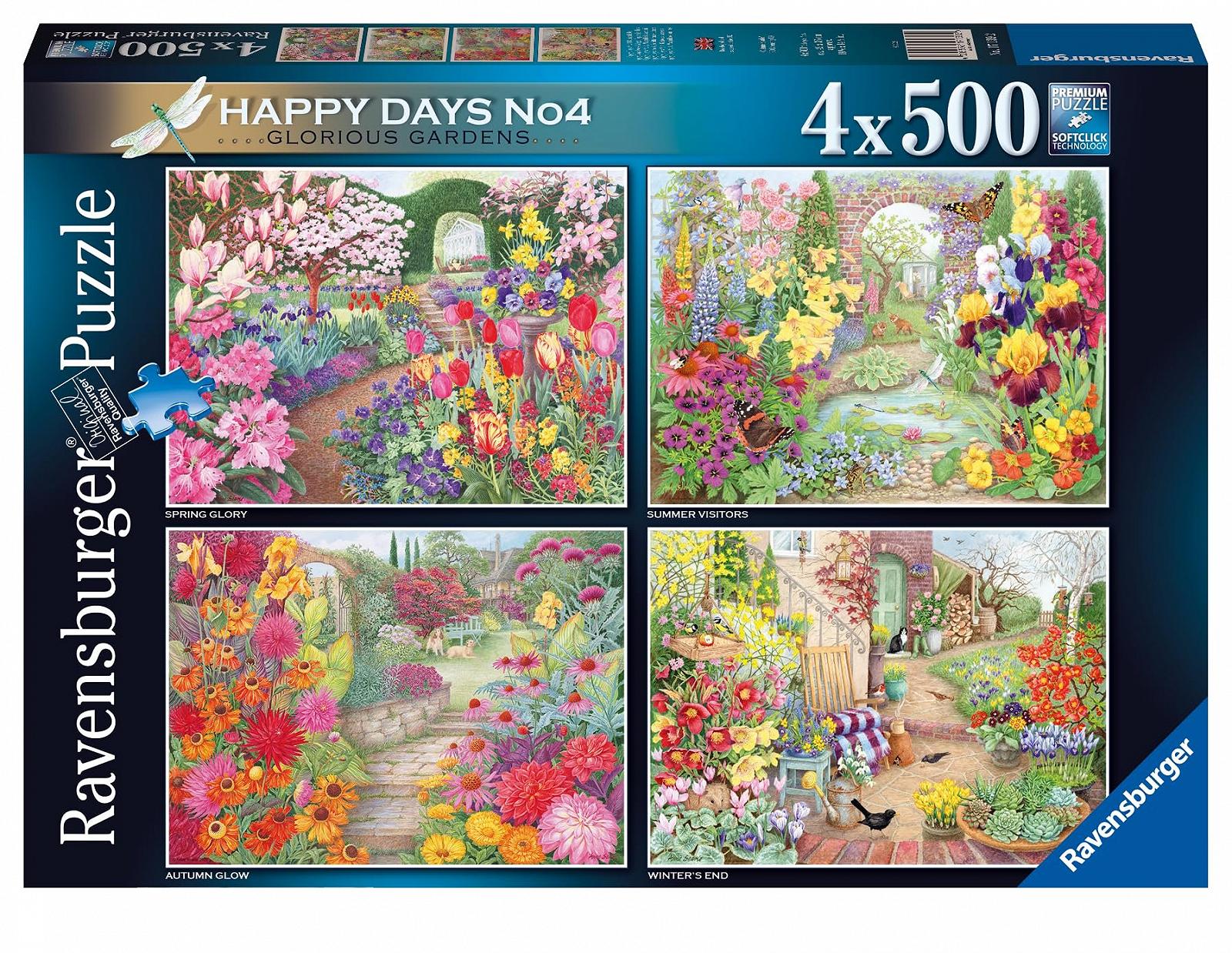 Пазлы Ravensburger Happy Days Glorious Gardens 4 x 500 деталей, фото №1