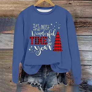 Рождественский свитшот Женский Рождественский Пуловер с круглым вырезом и длинными рукавами, зимний теплый верх для девушек-подростков synthetic.ua - Фото 1