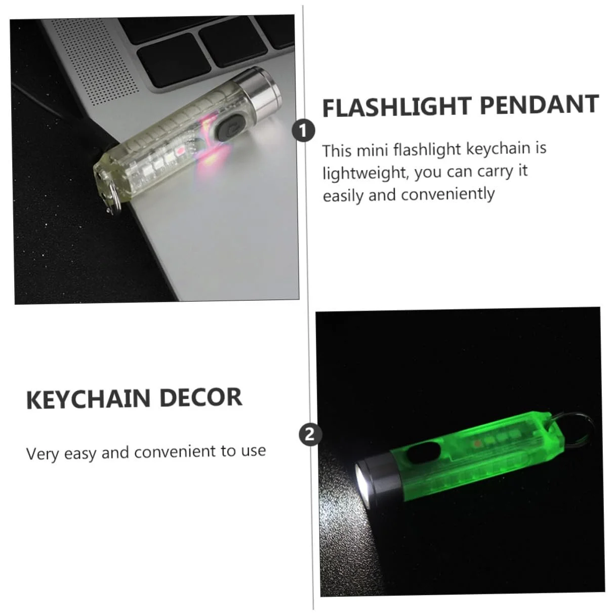 Міні ліхтарик-брелок KOMBIUDA USB акумуляторний LED Сильне світло Компактний Легкий, фото №9