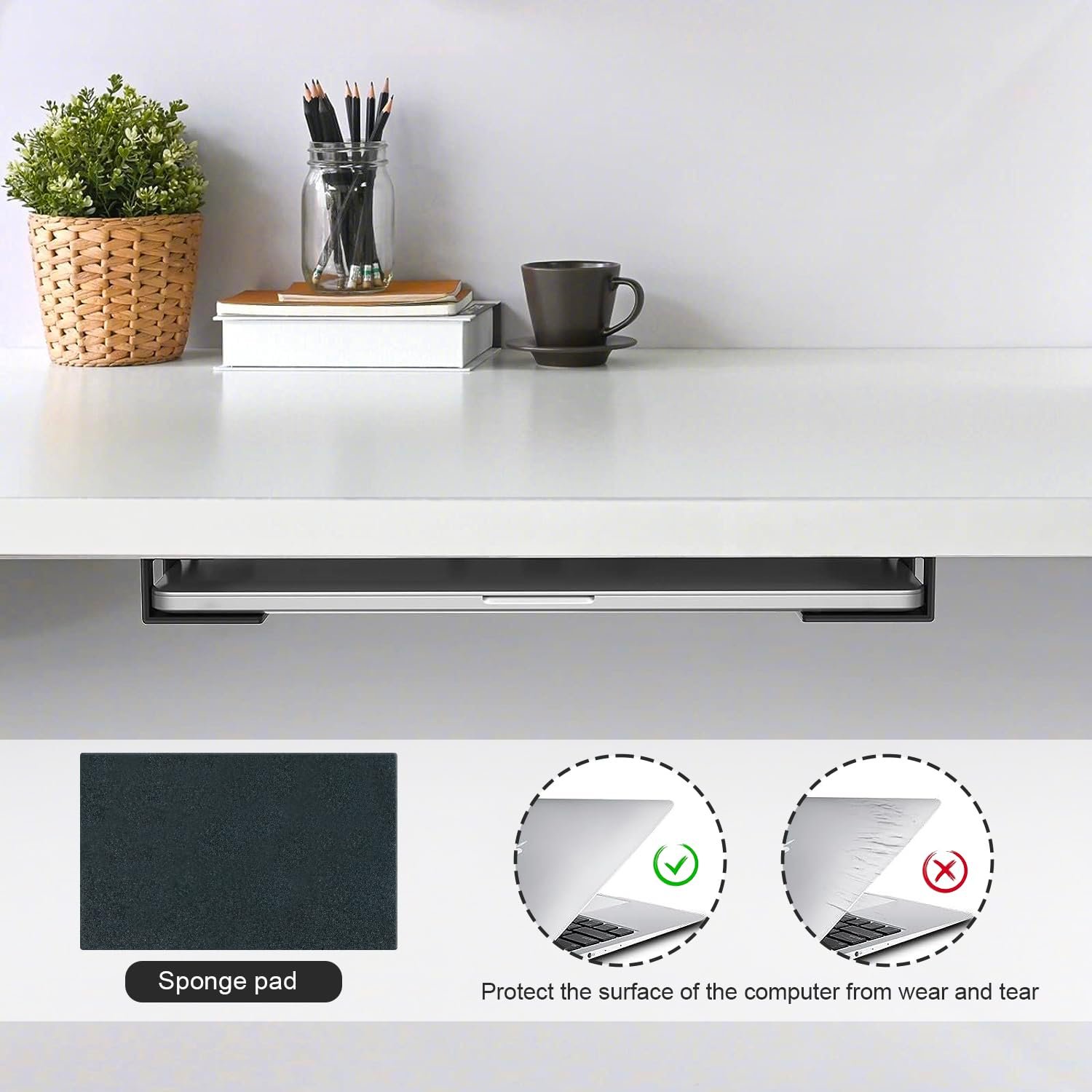 Держатель для ноутбука под стол Алюминиевая полка-держатель с винтом Совместим с 0-40 мм Черный, фото №4 Держатель для ноутбука под стол Алюминиевая полка-держатель с винтом Совместим с 0-40 мм Черный, фото №4