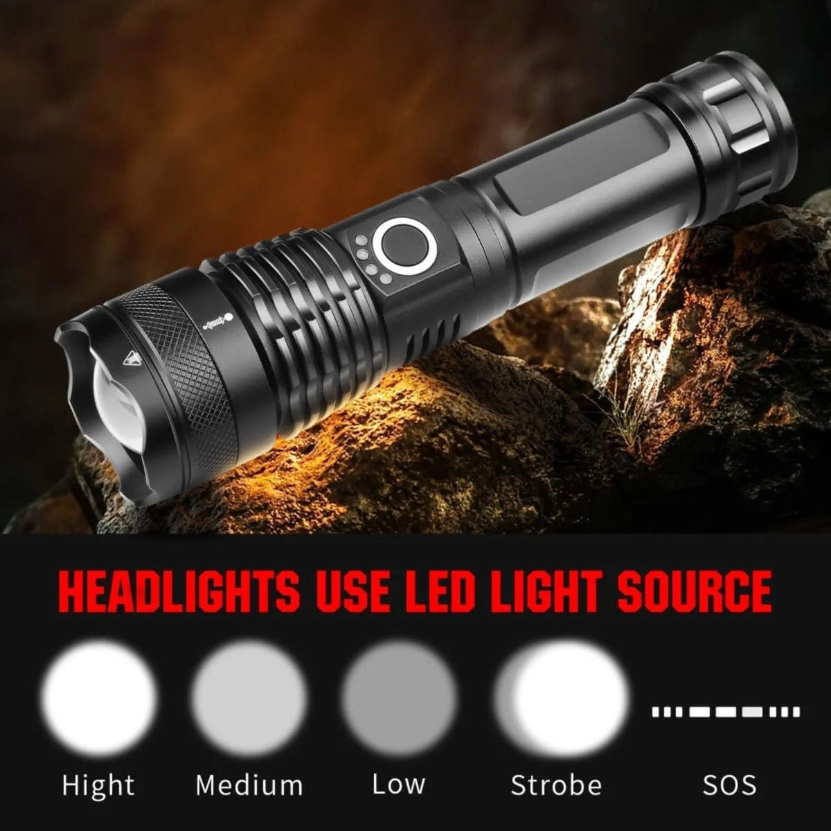 LED Ліхтар NAKCNM 5000 люмен, Акумуляторний, 5 режимів, Водонепроникний, З зумом, фото №7 LED Ліхтар NAKCNM 5000 люмен, Акумуляторний, 5 режимів, Водонепроникний, З зумом, фото №7