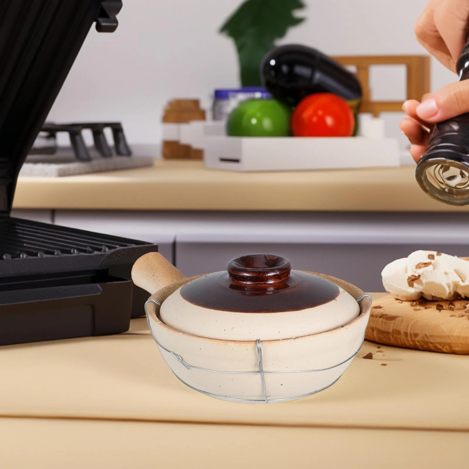 Горщик Veemoon глиняний керамічний 0.5 л білий з кришкою, фото №5