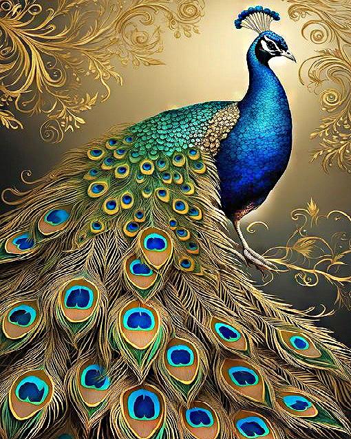 AR-3185 Набір алмазної мозаїки на підрамнику 40*50 см Золотий павич, фото №1 AR-3185 Набір алмазної мозаїки на підрамнику 40*50 см Золотий павич, фото №1