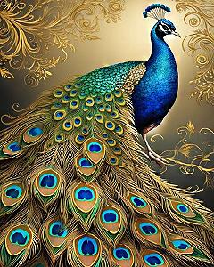 AR-3185 Набір алмазної мозаїки на підрамнику 40*50 см Золотий павич - Фото 1