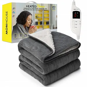 Купити Електрична ковдра MONHOUSE Shearling Сіра, 130 x 160 см - Фото 1 Електрична ковдра MONHOUSE Shearling Сіра, 130 x 160 см - Фото 1