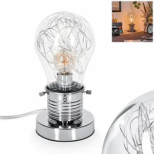 Настільна лампа HOFSTEIN Tryan металева скляна 24 см E14 Chrome Clear - Фото 1