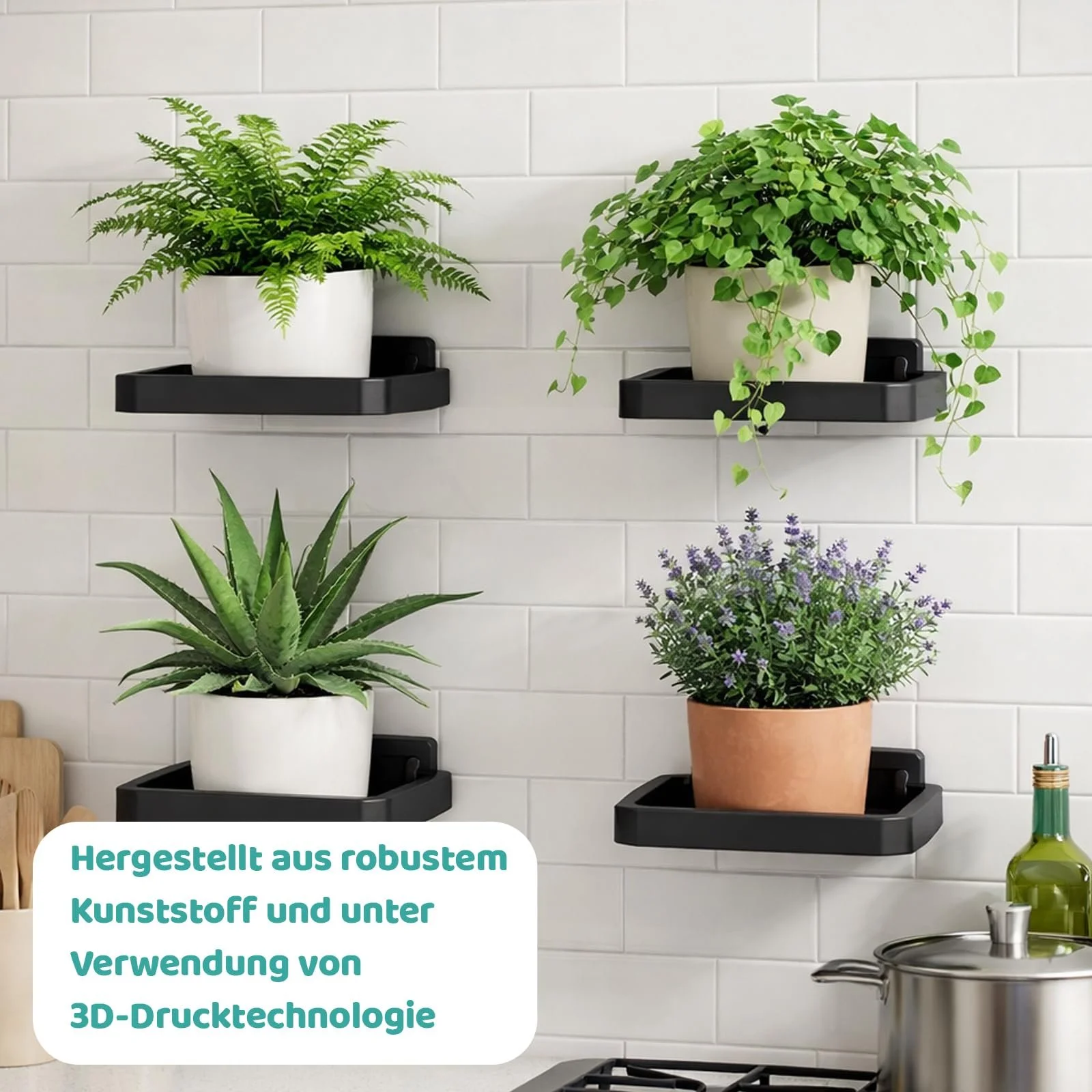 Полка для цветочных горшков Набор 2 шт Для акустических панелей Без сверления Черный, фото №6