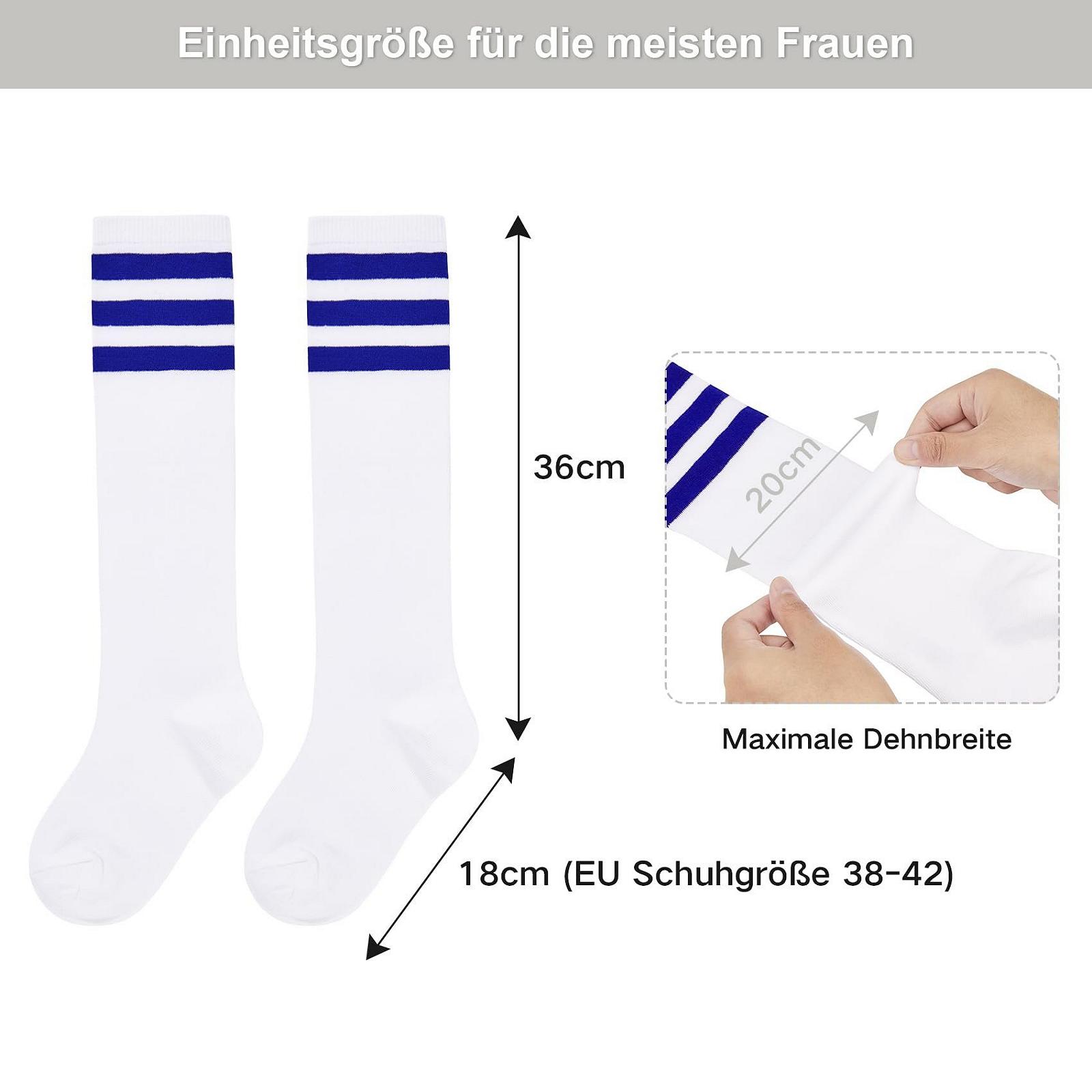 Жіночі зимові теплі високі шкарпетки Durio в біло-синю смужку, один розмір, фото №5