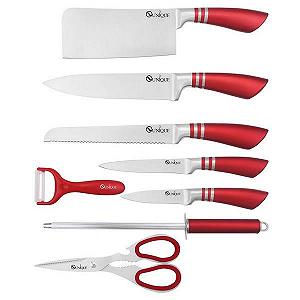 Набор ножей с подставкой из нержавеющей стали UNIQUE UN-1832 9 предметов - Фото 1