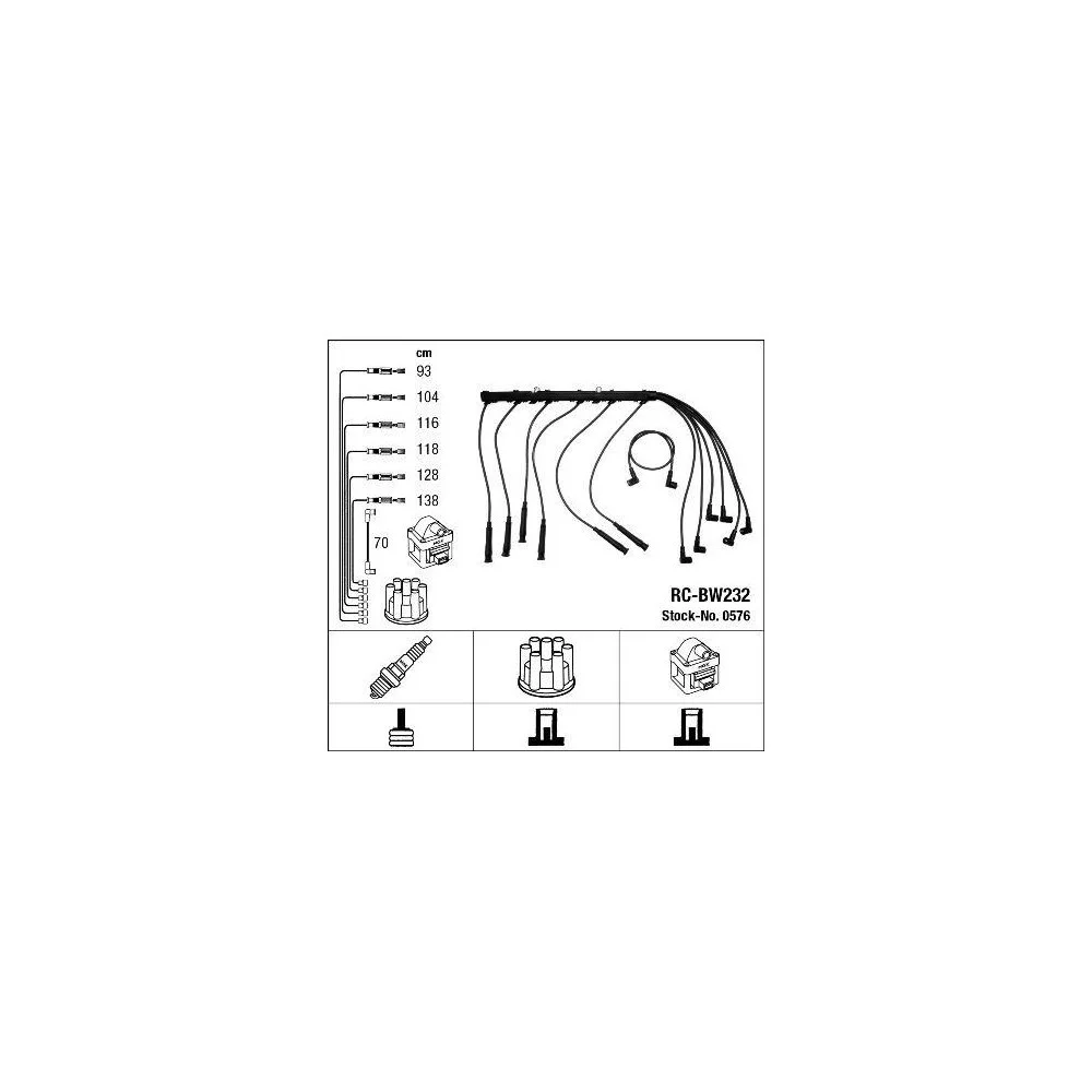 Комплект проводов зажигания NGK 0576 для BMW MINI, для автомобилей с распределителем зажигания, фото №1