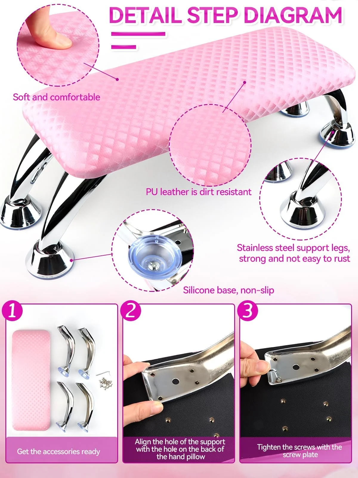 Підставка під руку для манікюру EBANKU, килимок на стіл, підлокітник, фото №5