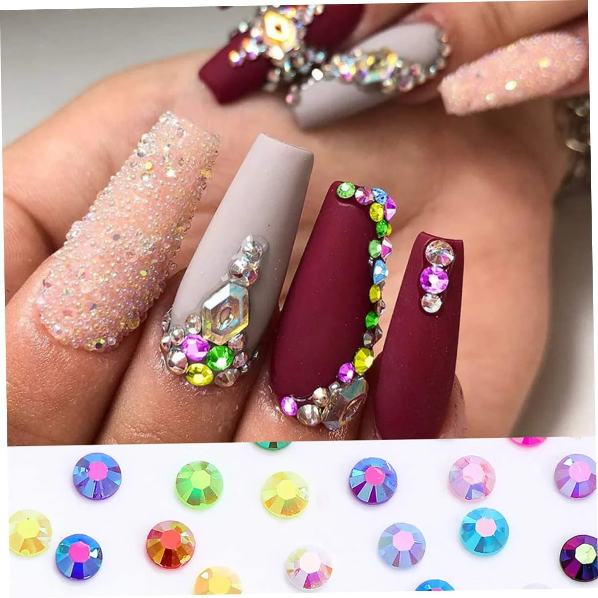 Украшения для ногтей (1 коробка) Стразы Подвески для ногтей Аксессуары для дизайна ногтей Плоские бриллианты Смола, фото №9
