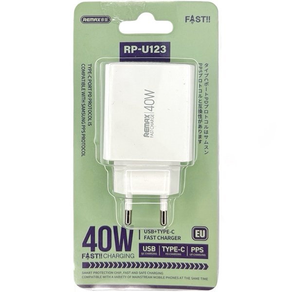 Швидка зарядка для телефону REMAX RP-U123 40Вт PD 1xType-A 2xType-C EC Білий, фото №4