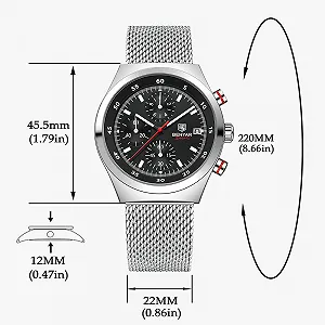 Мужские Часы Benyar Кварцевый Механизм Хронограф Дата Сетчатый Браслет из Нержавеющей Стали synthetic.ua - Фото 1