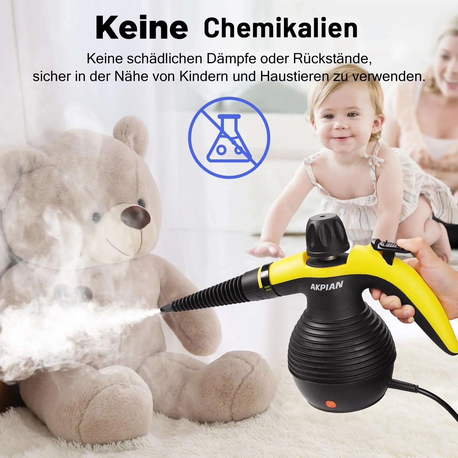 Ручний пароочисник AKPIAN універсальний з 10 аксесуарами та захисним замком head, фото №3 Ручний пароочисник AKPIAN універсальний з 10 аксесуарами та захисним замком head, фото №3